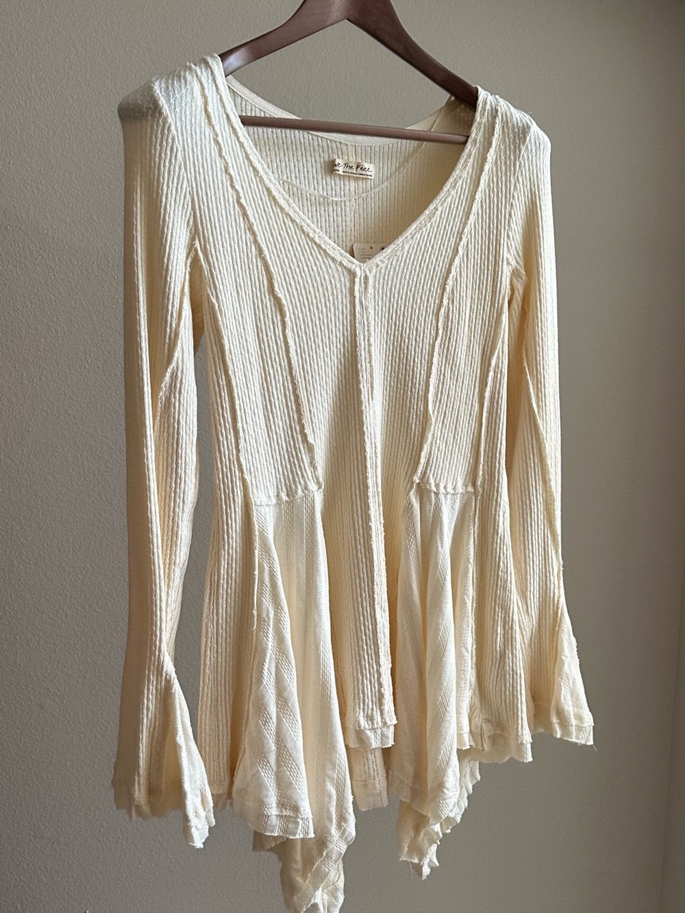 Free People Yellow Long-Sleeve V-Neck Tunic Top NWT